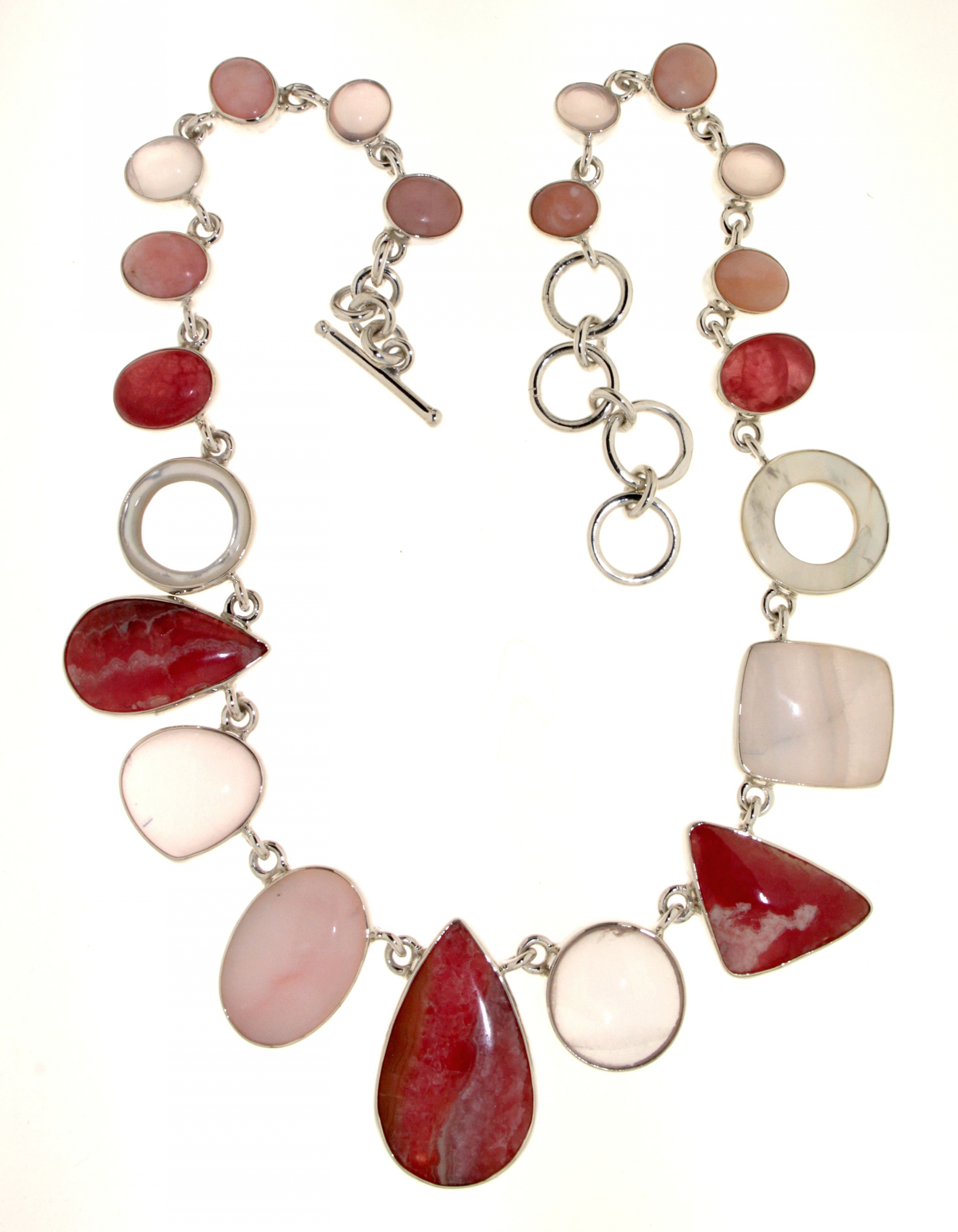 Necklace in 925 Silver with Rhodochrosite