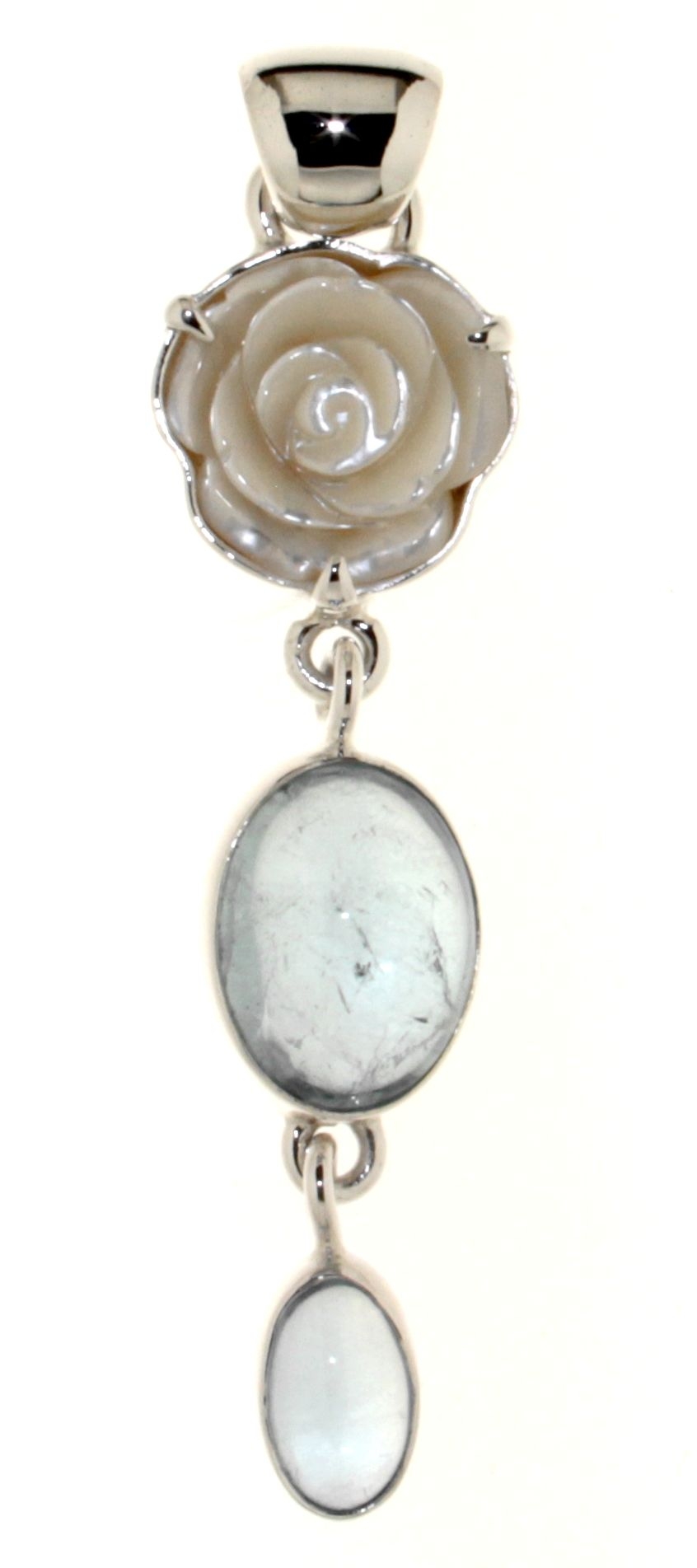 Pendant with Aquamarine and Mother of Pearl
