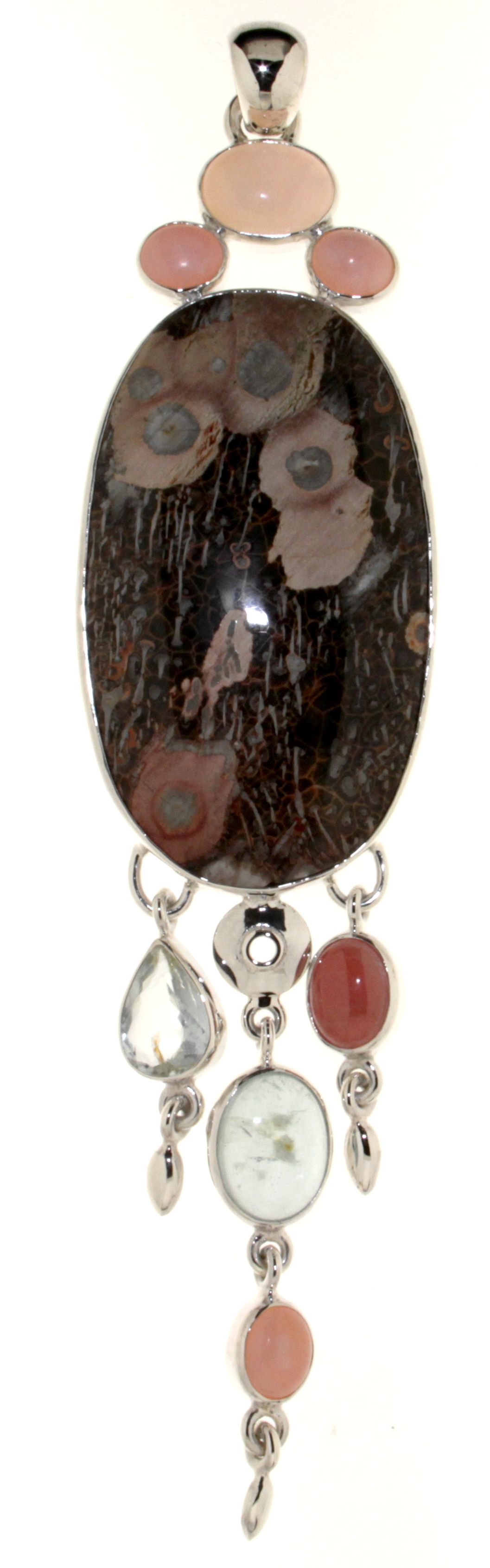 Pendant with Agate, Aquamarine, Tourmaline, Iolite