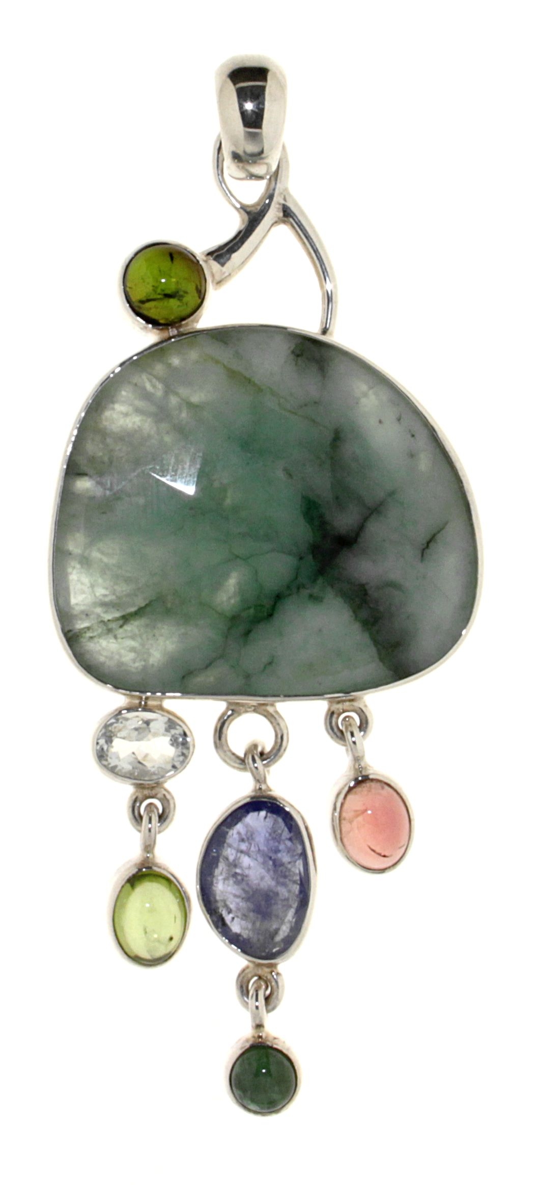 Pendant with Emerald, Tourmaline, Peridot, Sapphir