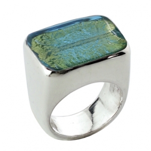 Anello Orizzontale -  Acquamare  Misura 17