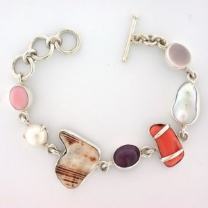 Bracciale Conchiglia Lion Foot, Quarzo Rosa, Opale