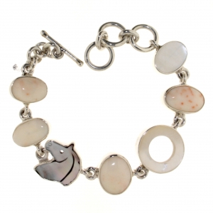 Bracelet with Pink Coral, White Coral and Clear La