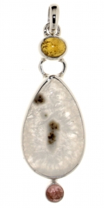 Pendant in 925 silver with Sun Quartz and Tourmalines