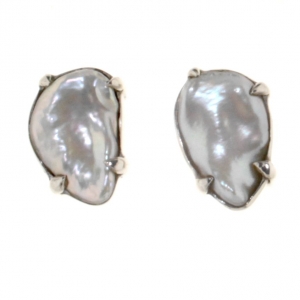 Earrings in 925 silver with Keshi freshwater Pearls