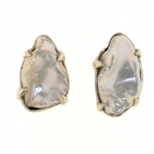 Earrings in 925 silver with Keshi freshwater Pearls