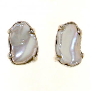 Earrings in 925 silver with Keshi freshwater Pearls